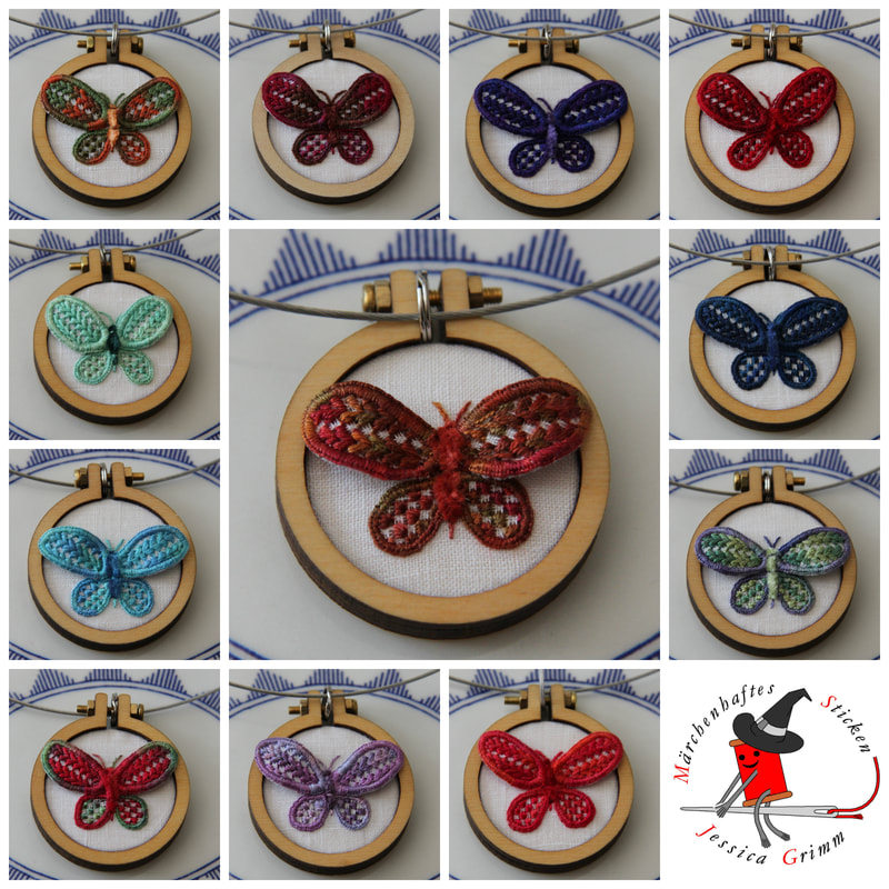 Elegant Schwalm embroidery butterfly pendants