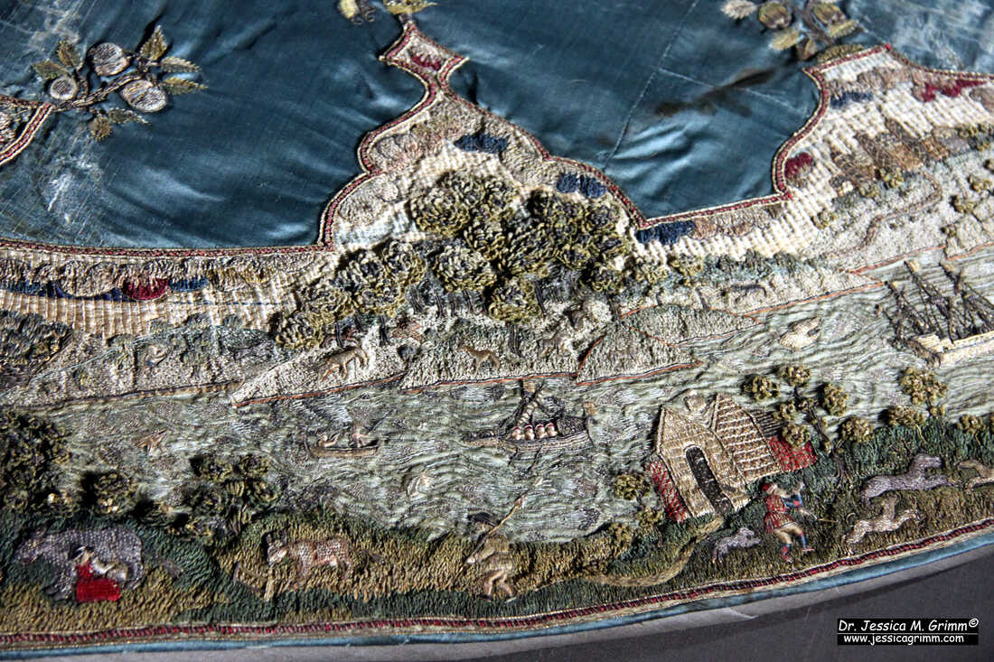 Embroidered landscapegarment of Elector Johan Georg I of Saxony made in AD 1611 by Hans Erich Friese in Dresden, Germany.
