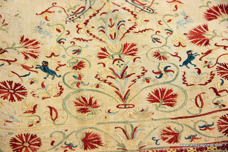 Part of a hand-woven valance with Byzantine silk embroidery