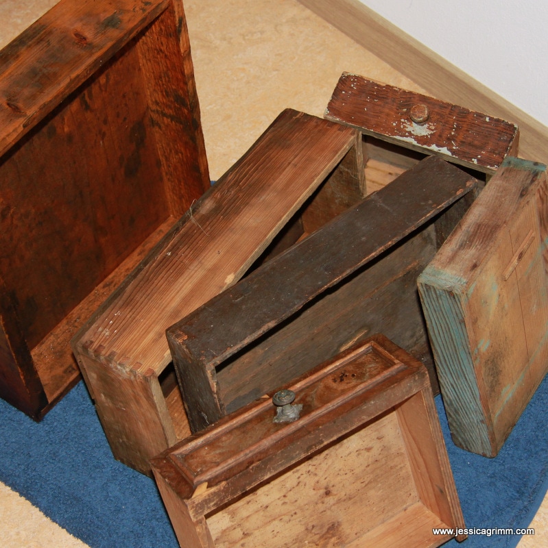 Antique wooden drawers