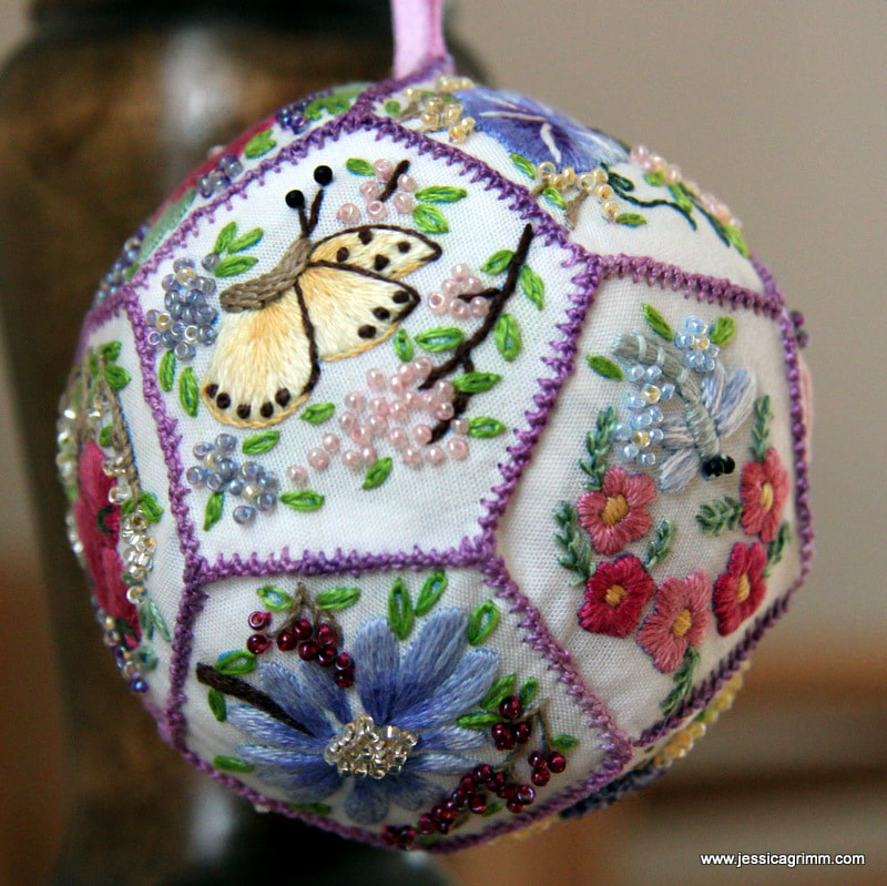 Hazel Blomkamp floral pomander embroidery