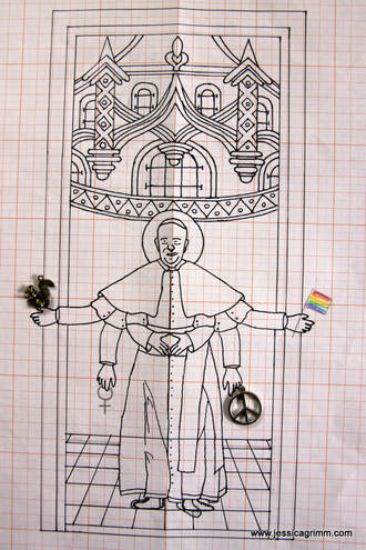 Pope Francis embroidery design by Jessica Grimm